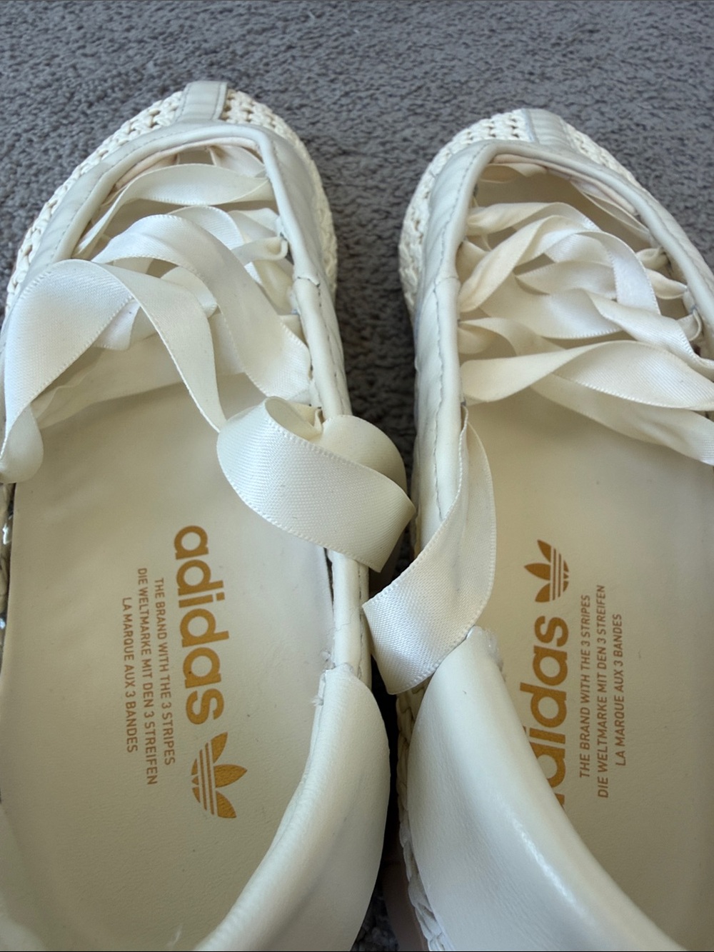 adidas Taekwondo Mei Cream Woven Ballet Flats with Ribbon Ties - Picture 6 of 8